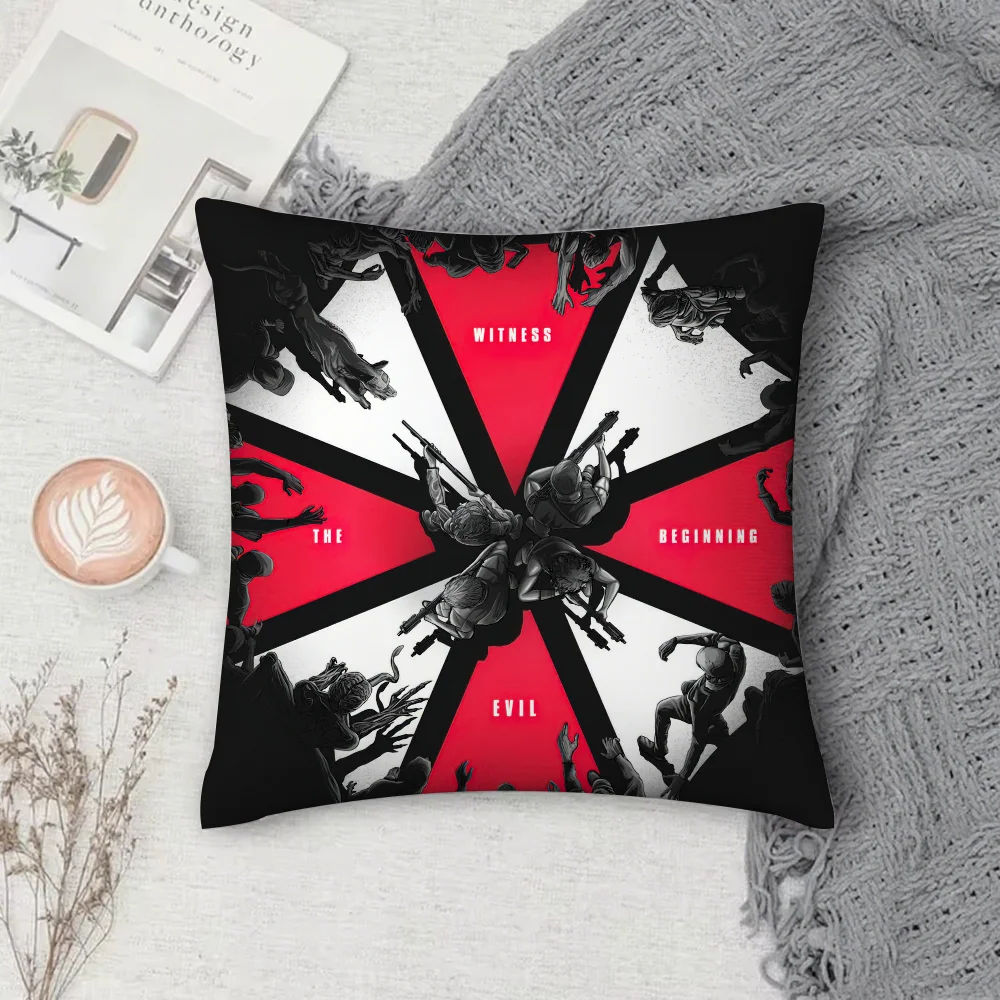 لعبة R-Resident E-Evil U-Umbrella كيس وسادة مربع على الوجهين الطباعة قصيرة أفخم غطاء وسادة أريكة غرفة نوم السرير وسادة #5