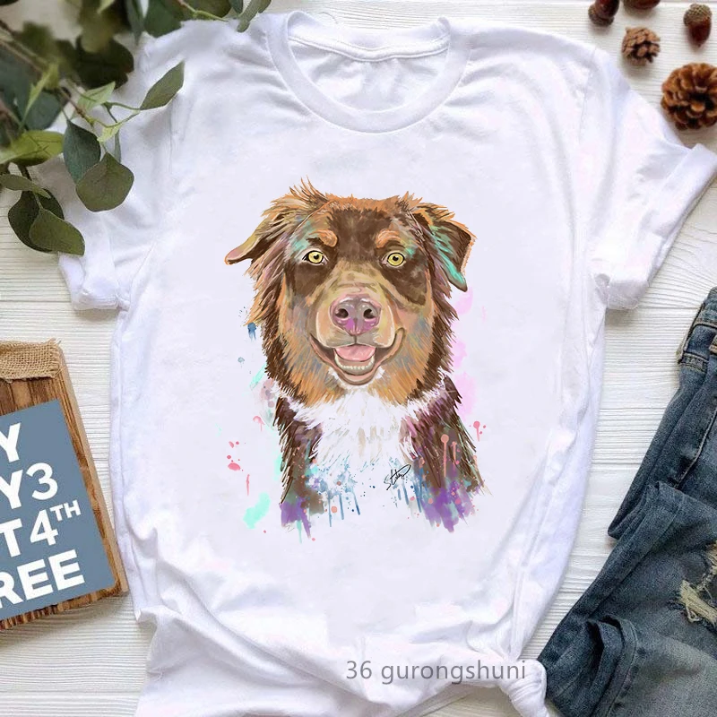 Regali del pastore australiano per gli amanti dei cani stampa Tshirt donna divertente maglietta Casual bianca Femme Summer Fashion T-Shirt femminile