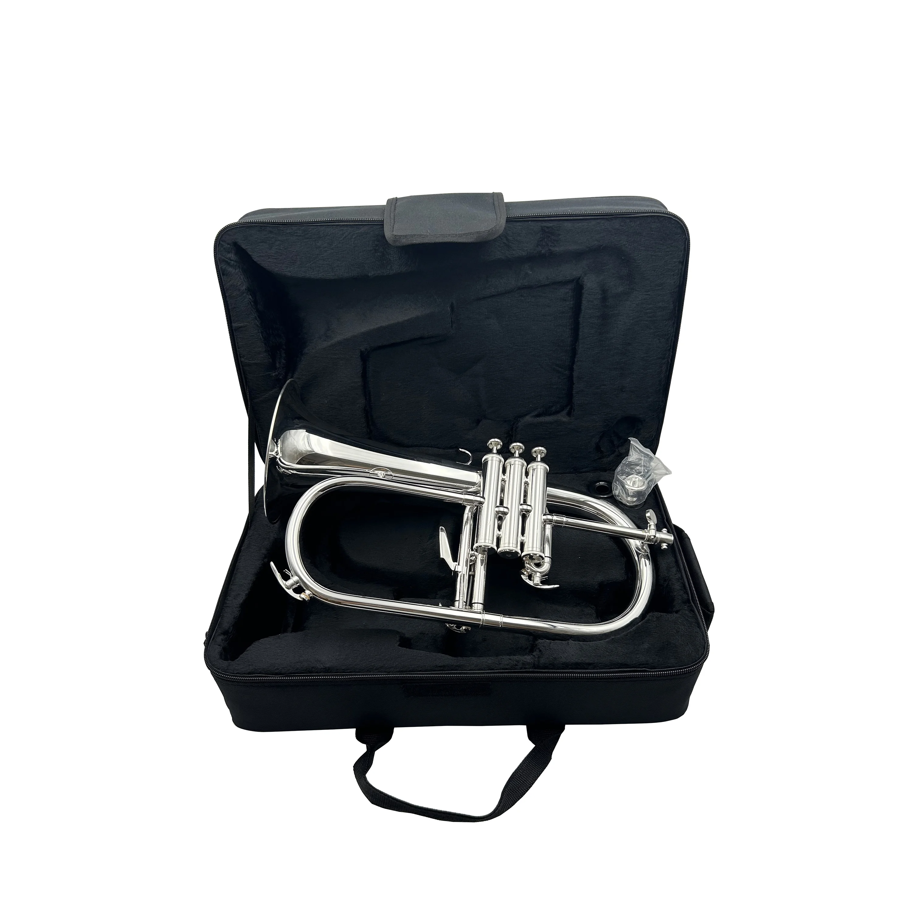 Professional Bb Flugel Horn High Quality Brass Body Silver Plated 10.5mm Bore Flugelhorn With Canvas Case JYFG410S Instrument