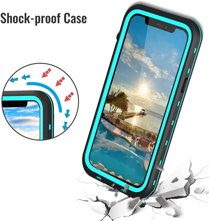 Wodoodporne etui na iPhone 16e 11 12 13 14 15 16 Pro Max Plus 13 12 XR XS 360 Pełna Ochrona Nurkowanie Pływanie Woda Coque Dla 13Pro — zdjęcie produktu 2