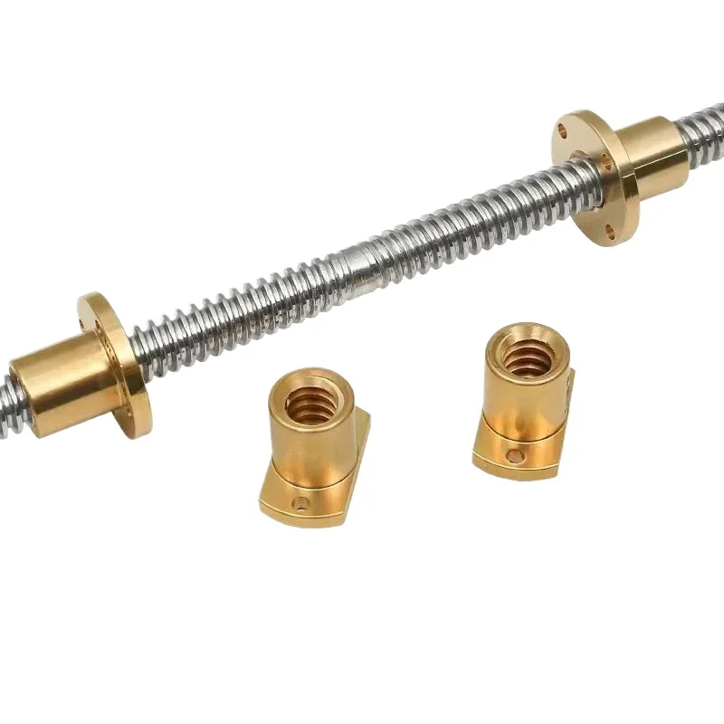 1PC 304 stainless steel  T8 Lead Screw right-left length100-1000mm Lead 2mm with  Nuts Brass H Flange Nut for 3D Printer part