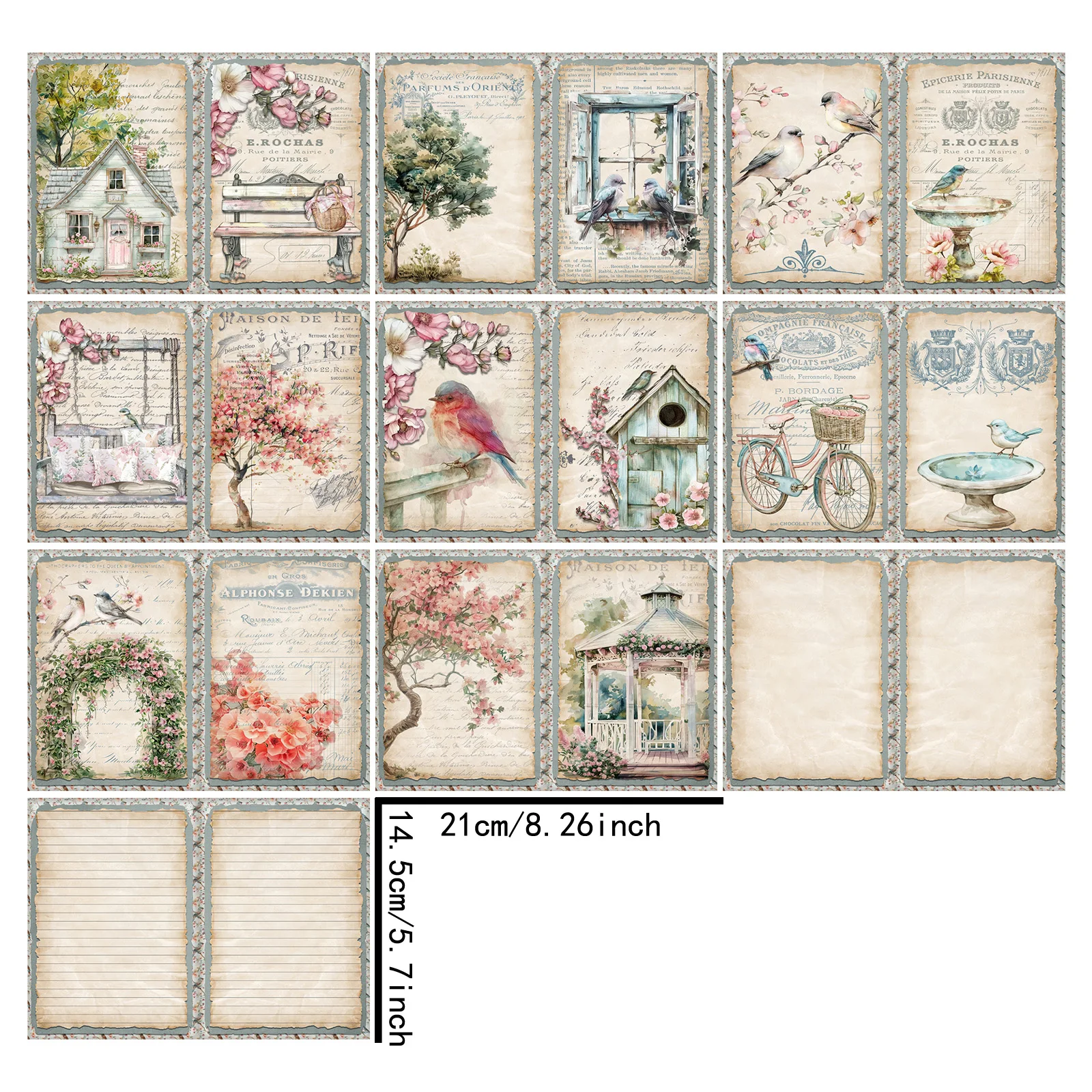 10 arkuszy A5 rozmiar platforma wodna okno ptaka akwarela tło Vintage Grunge dziennik planowanie Scrapbooking