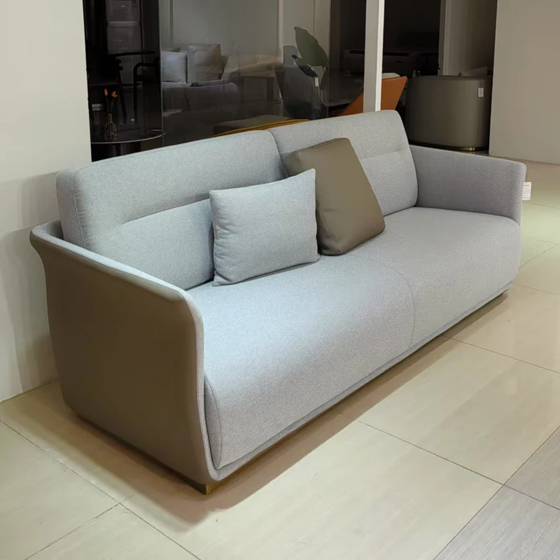 

Modern minimalist design Changsha stainless steel legs microfiber fabric sofa hotel apartment mall villa bedroom