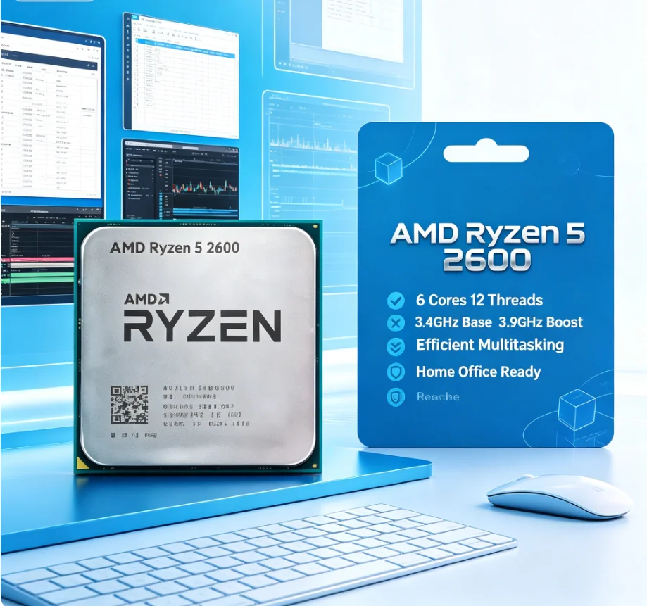 AMD Ryzen 5 2600 R5 2600 6 Cores 12 Threads AM4 DDR4 Desktop CPU for B450 X470 Motherboard Upgrade PC Building