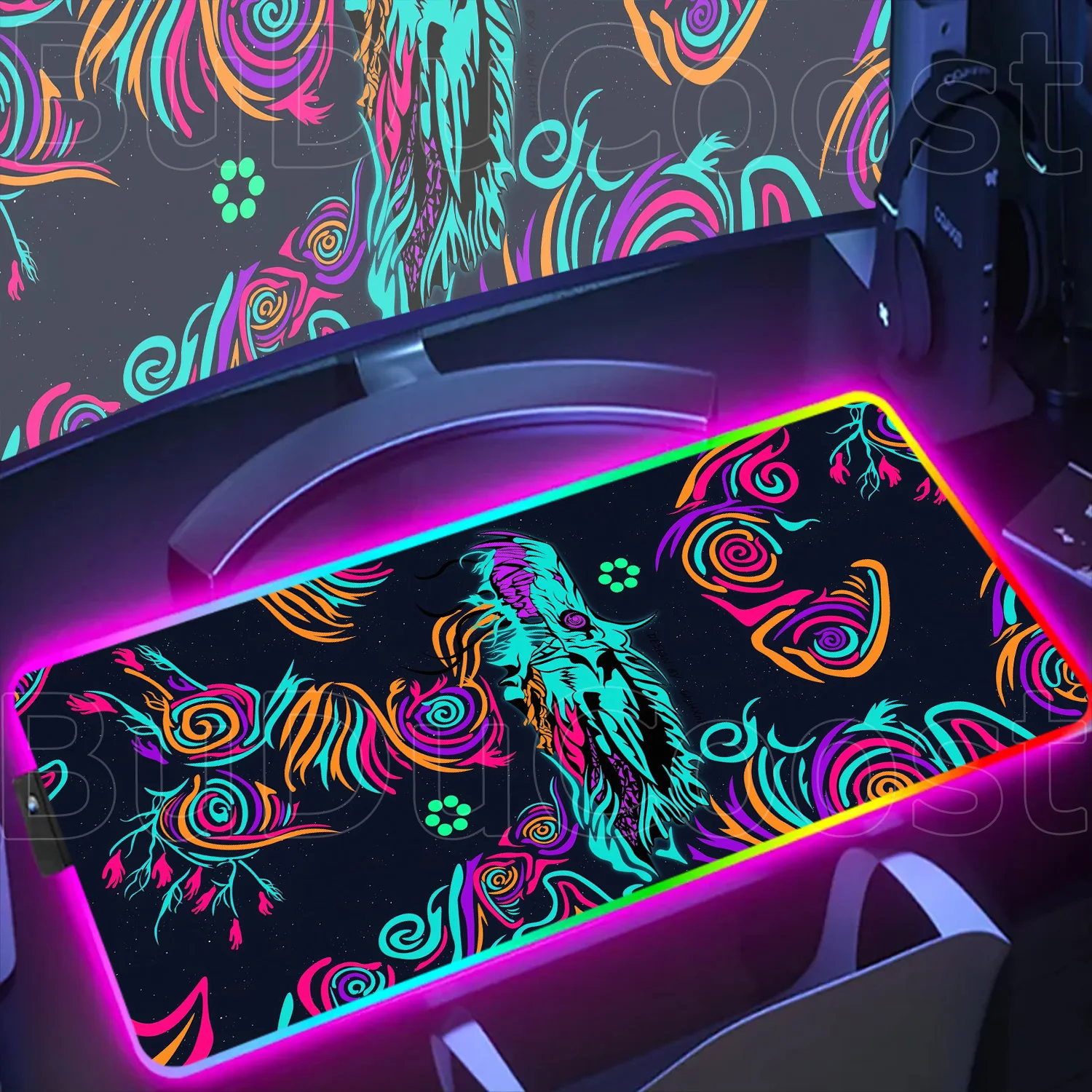 RGB illuminated mouse pad CSGO themed cool mousepad LED lighting design Gamer Desk Mat PC Gaming Accessories Mat With Backlight