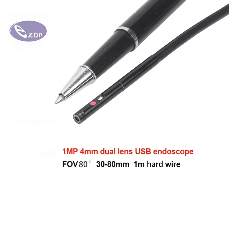 1MP 4MM FOV80 °   Endoscopio a doppia lente per ispezione condutture industriali Cavo rigido USB da 1 m (EZ DUAL CAM 4,0 mm)