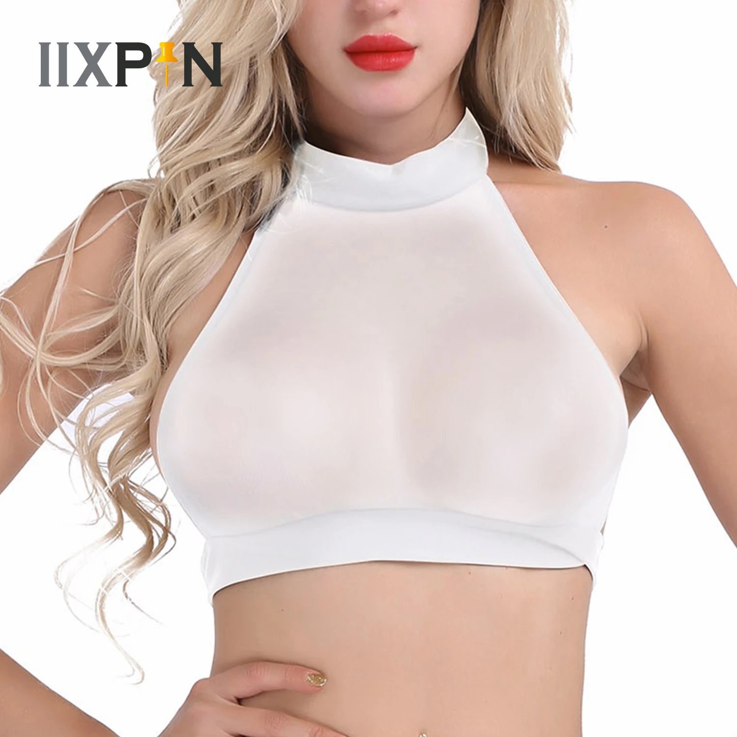 Womens Mesh Cami Bra Vest Transparent See-through Sexy Tank Tops Sleeveless Backless Sheer Female Crop Tops Rave Party Clubwear