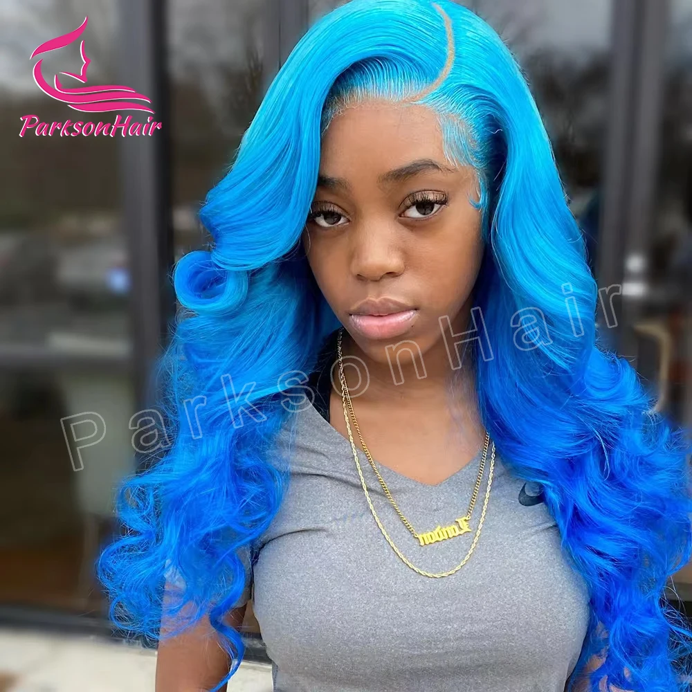 

Blue Color Transparent 13x6 13x4 Lace Front Wig Straight Brazilian Human Hair Wigs For Women Remy Preplucked T Part Lace Wigs