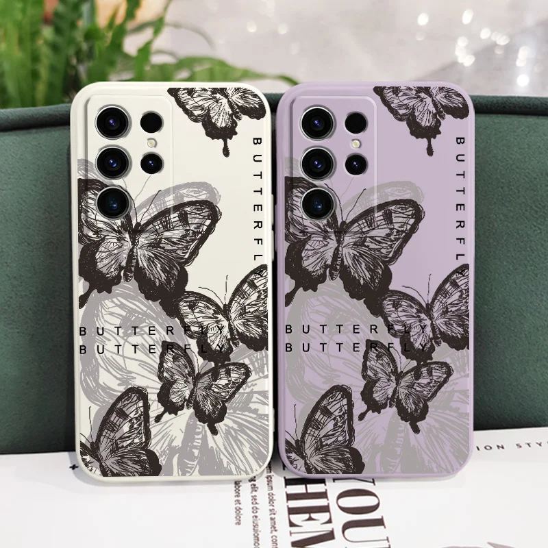 Oriental Butterfly Phone Case For Samsung Galaxy S24 S23 S22 S21 S20 S10 S10E Ultra Plus FE Note 20 Ultra 10 Plus Cover