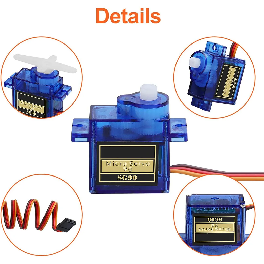 2/5/10pcs Sg90 Servo Motor Micro 9g 180 360 Degree Mount Sg90 Kit Without Metal Gear Pro Rc Car Toy Airplane Arduino Uno Diy image 2