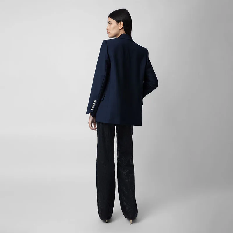 Zadig Navy Blue Blazers Ladies Formal Occasion Suits Women Elegant Lapel Tops Female Formal Occasion Blazer Coats Jackets