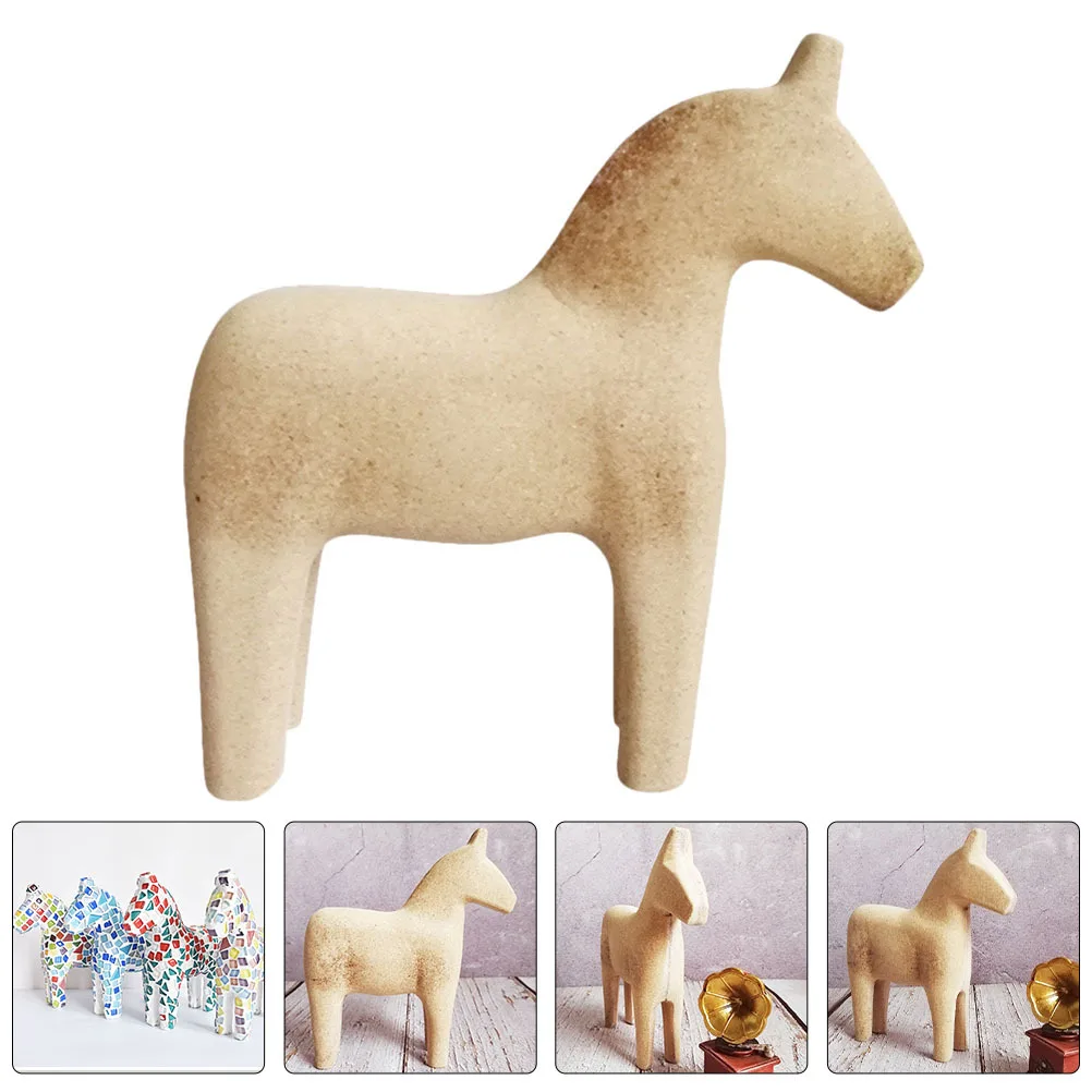 

1Pcs Natural Wood Animal Statue DIY Unfinished Horse Craft for Family Creative Wooden Horse Ornament Home Desktop Decorative