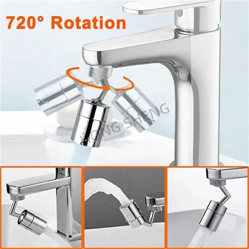 1440 Degree Universal Tap Aerator Splash-proof Swivel Water Saving Plastic Faucet Spray Head Wash Basin Tap Extender Adapter