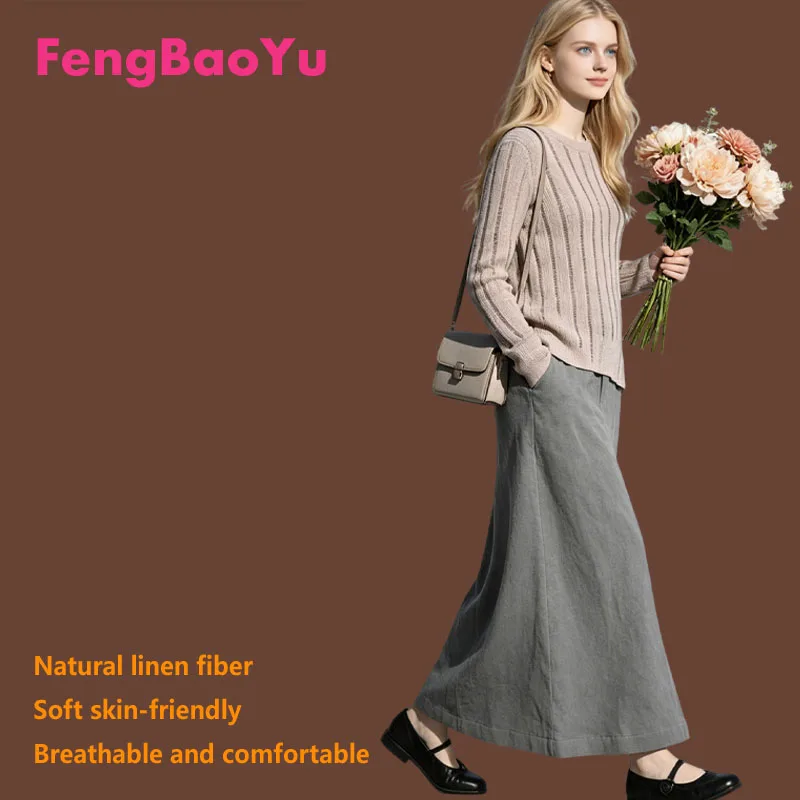 

Натуральное женское платье Fengbaoyu, 100% хлопок. Простое элегантное платье средней длины, идеально подходит для отдыха на природе, комфортное и дышащее.