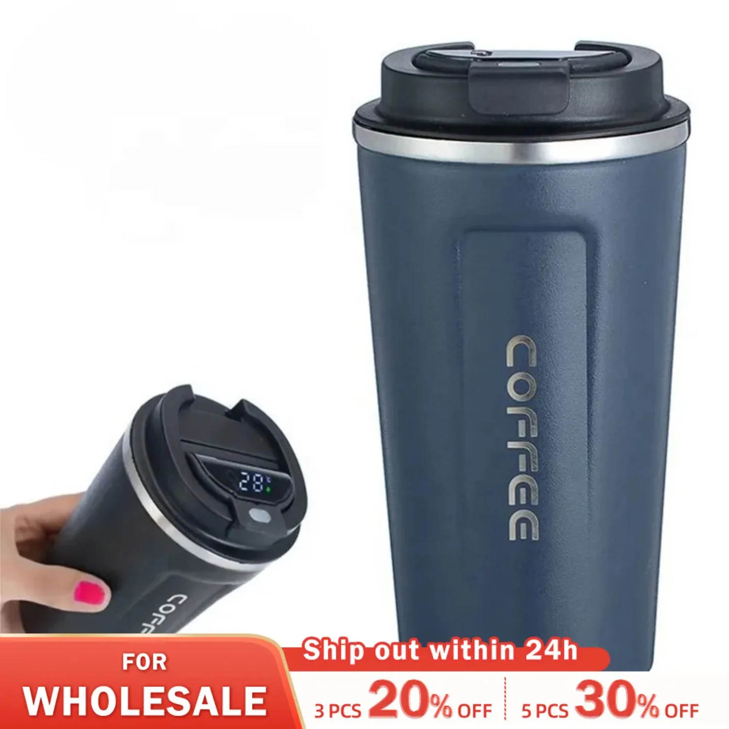 

Stainless Steel Smart Coffee Tumbler Thermos Cup with Intelligent Temperature Display Portable Travel Mug