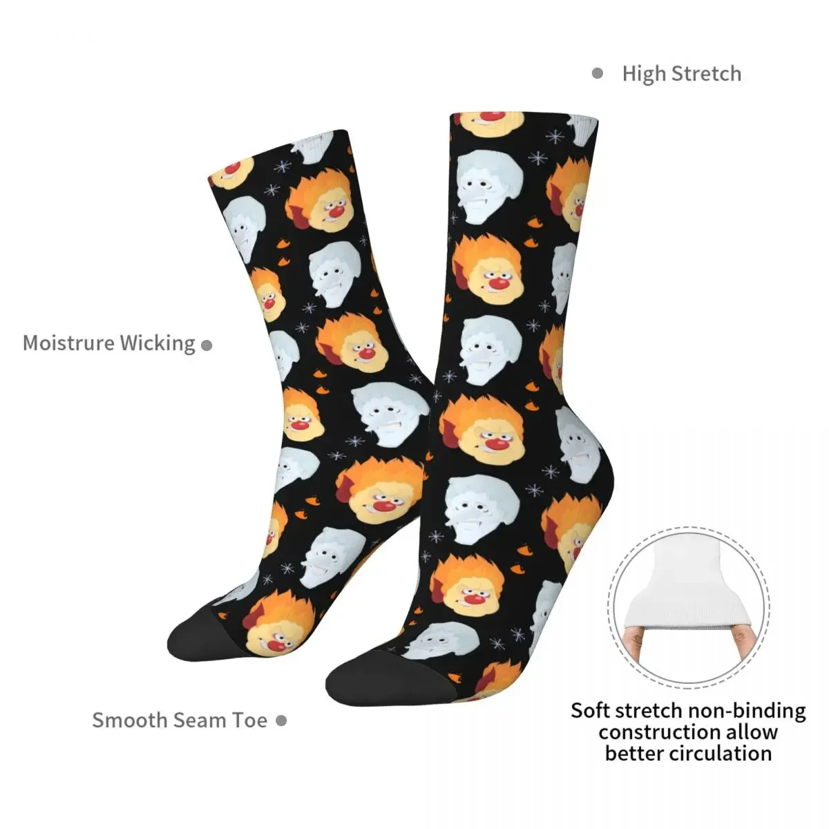 THE MISER BROTHERS- Heat & Snow Print Socks Harajuku Sweat Absorbing Stockings All Season Long Socks for Unisex Birthday Present