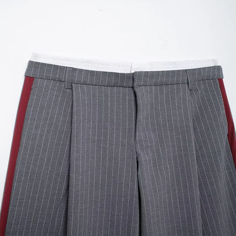 Koekop المرأة الموضة بلون مقلمة شقة الجبهة دعوى السراويل خمر مزاجه عادية شيك سيدة البدلة بنطلون