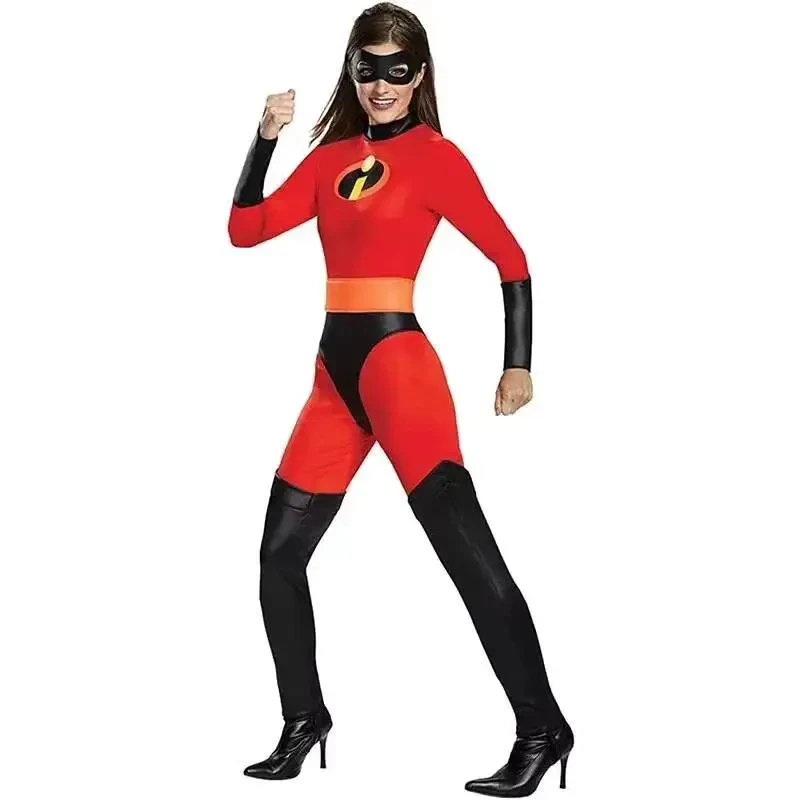 3'x,4'f\6/5;e,8\v,5/Anime Cosplay Costume The Incredibles Red Jumpsuit Bodysuit Mask Outfits Halloween Costumes For Mef;5,b'7\k. view 3