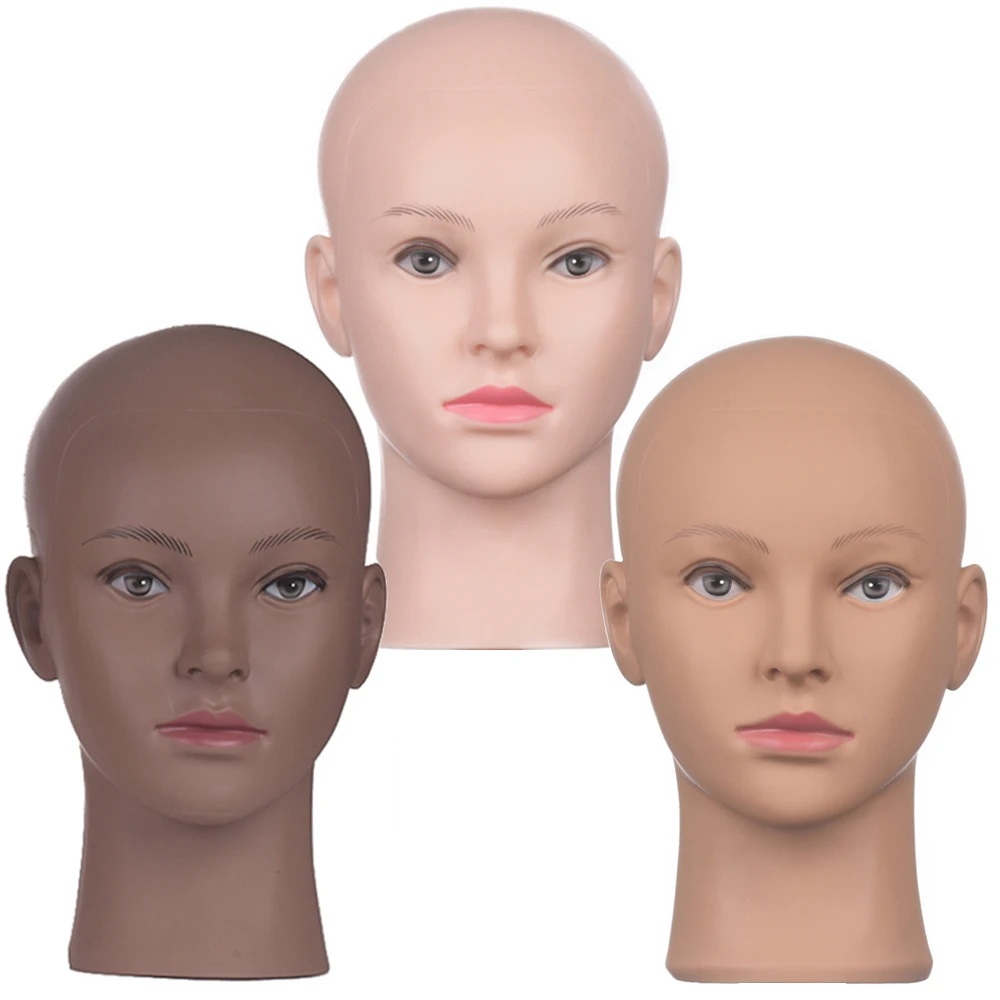 Female Bald Mannequin Head Professional Cosmetology Face Makeup Doll Head for Wig Making Display Hats Eyeglasses Wig Head