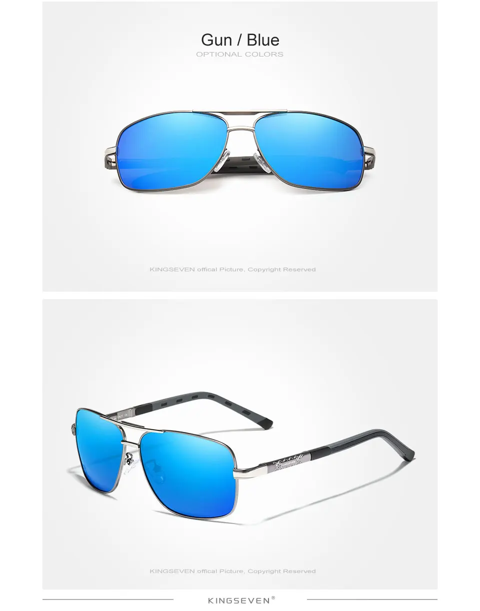 KINGSEVEN Aluminium Marke Polarisierte Sonnenbrille Männer Frauen Mode Rahmen Männlichen Spiegel Sonnenbrille Für Fahren Rot Design Tempel – Detail 10