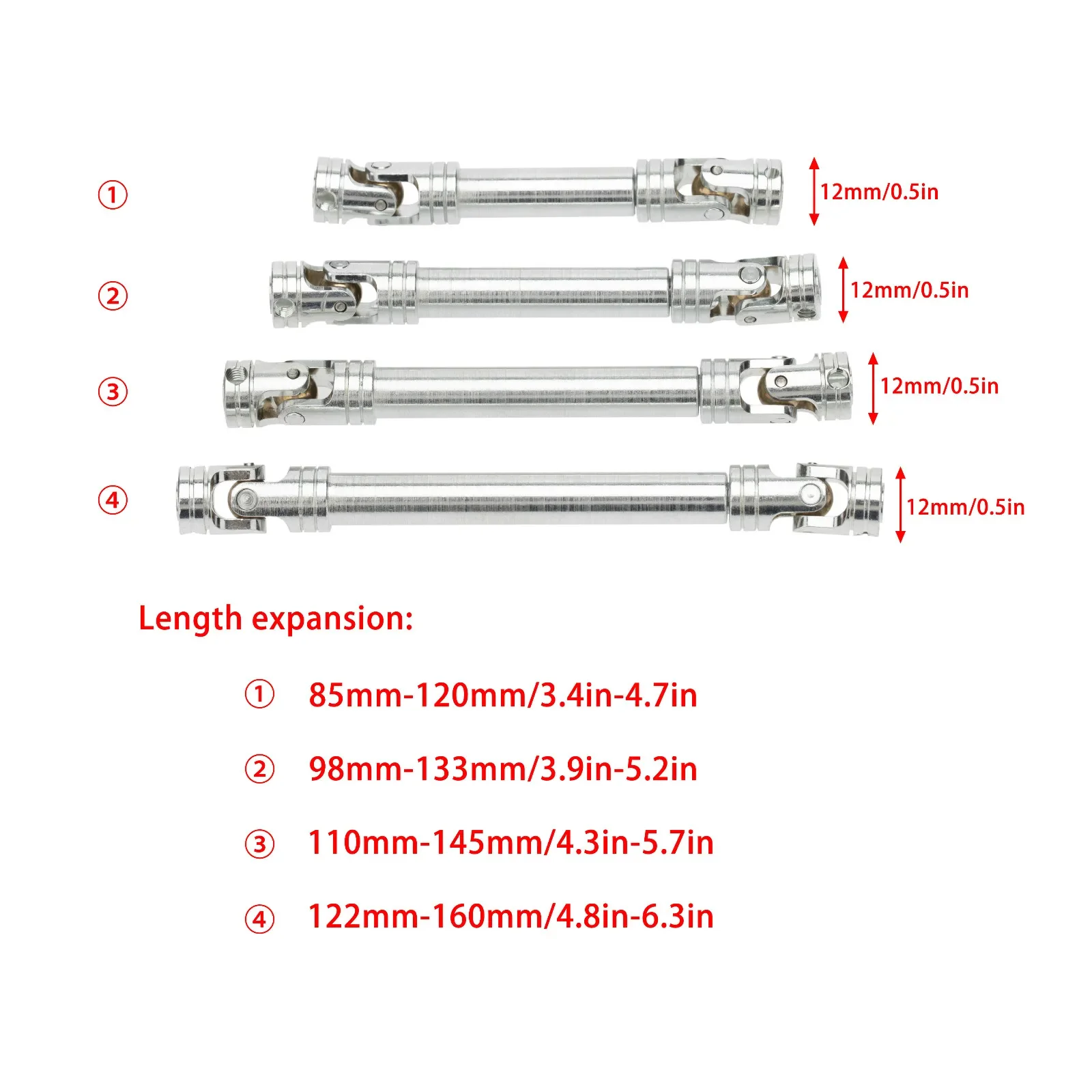 Simulazione Arrampicata Auto Albero di trasmissione universale in metallo per serie Trx4Axial SCX10