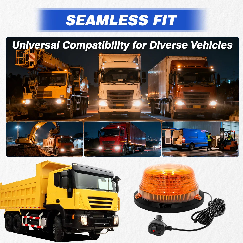 

12V-80V Dual-Button Switch Car Charger 90 LED Warning Beacon Light Strobe Rotating Emergency Warning Light Universal for Car