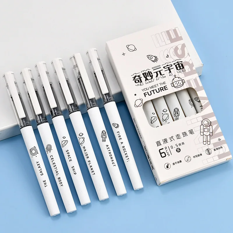 Student Stationery Brush Questions Black Pen Straight Liquid Ball Pen Full Needle Neutral Pen High Value 0.5mm Pen Gel Pens