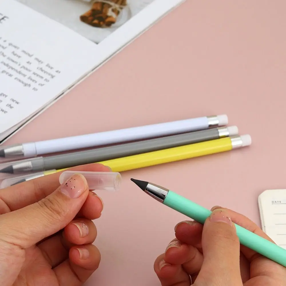 Reusable Unlimited Writing Pencil Solid Color Stationery Eternal Pencil Kawaii Cute Inkless Pencil Office Accessories