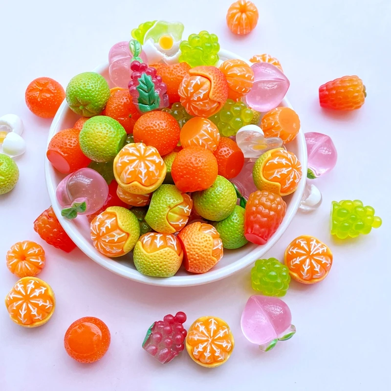 10Pcs Resin Lovely Mixed Artificial Orange Fruits Flatback Cabochon Scrapbook Kawaii DIY Embellishments Accessories D77