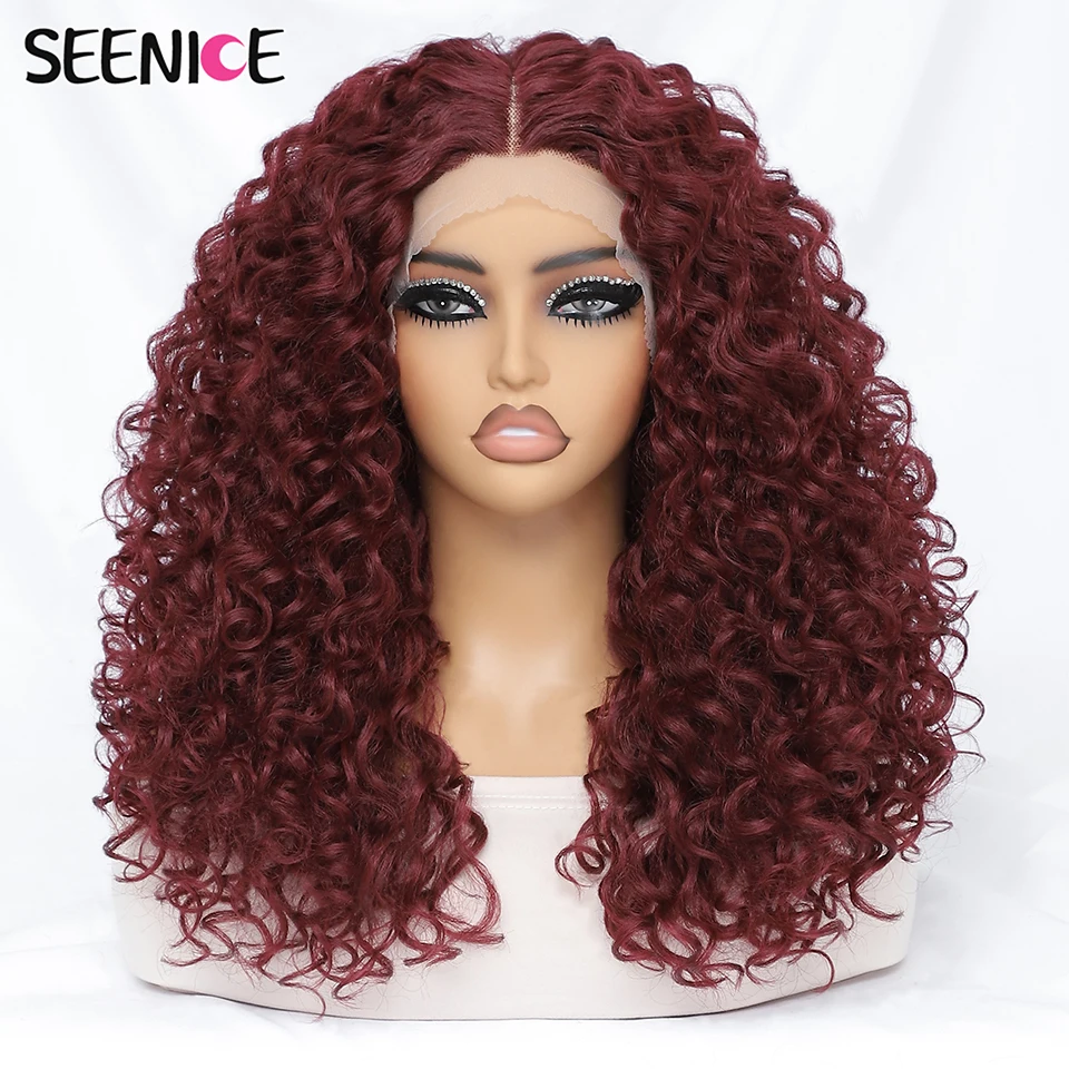 

Synthetic Brown Afro Kinky Curly Wig Lace Front Wigs For Black Women Female Blonde Ginger Heat Resistant Natural Daily