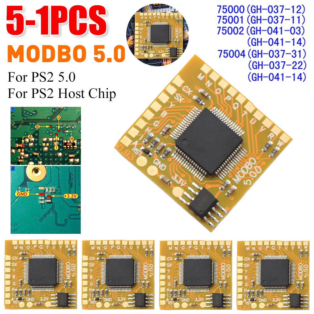 5-1 SZTUK MODBO-5.0 Mały układ konsoli do gier Oryginalny dla PS2 5.0 Dla PS2 Układ hosta Ps2 Modchip Konsola do gier Modbo 5 Dla Ps2 Chip