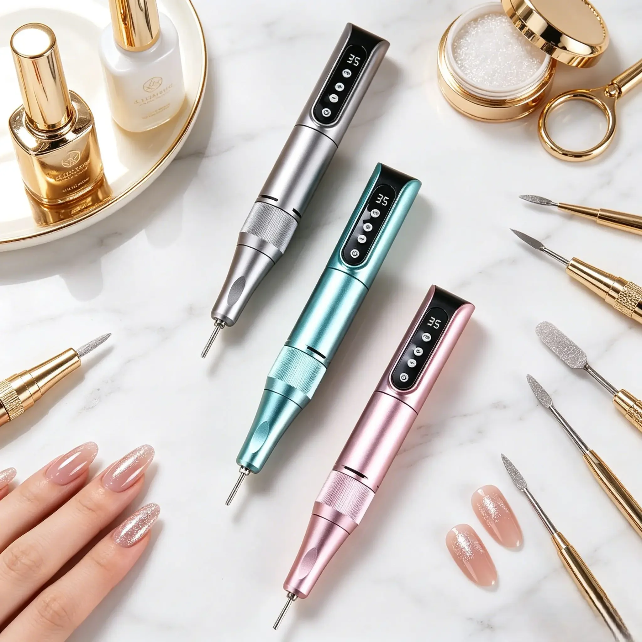 35000RPM USB Rechargeable Wireless Nail Drill Pen, Portable Electric Manicure Tool for Nail Filing, Polishing and Shaping Salon