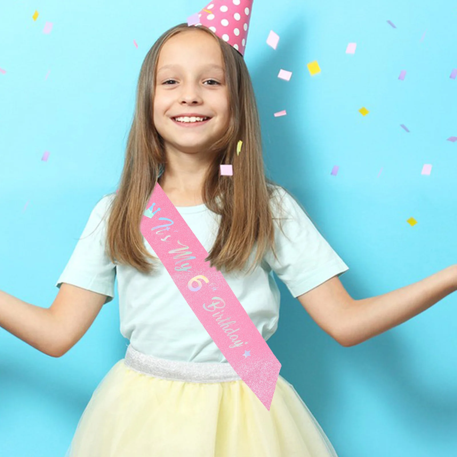 

5Pcs Pink Glitter Princess Birthday Sash Comfortable Soft Fabric It's My Birthday Sash for Party Dress Up Accessories