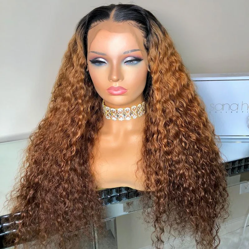 أومبير براون لينة طويلة 26 بوصة غريب مجعد الدانتيل شعر مستعار أمامي للنساء مع شعر الطفل الاصطناعية قبل قطعها غلويليس يوميا