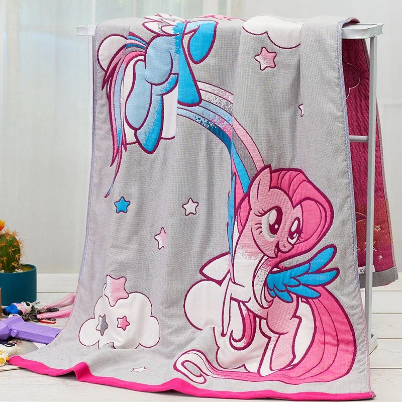 Hasbro My Little Pony Pinkie Pie Rainbow Dash Creative Anime Movie Character Cotton Bath Towel Cute Cartoon Soft Absorbent Towel