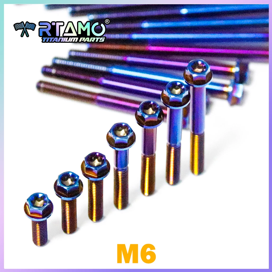 RTAMO 1 pièce boulon en alliage de titane M6x10-120 vis à bride à tête Torx vis de remplacement d'étrier de carter de moteur de moto