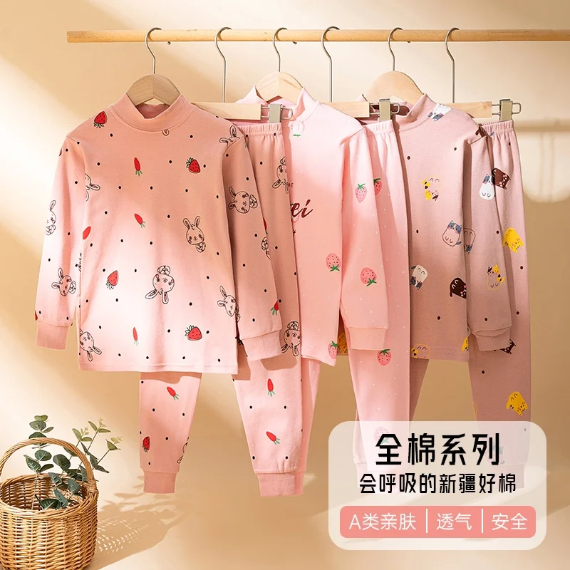 2026 A Set Kinder 100% Baumwolle Langarm-Unterwäsche mit Aufdruck Set für Jungen und Mädchen Frühlings- und Herbst-Pyjamas Langarmhose – Detail 9