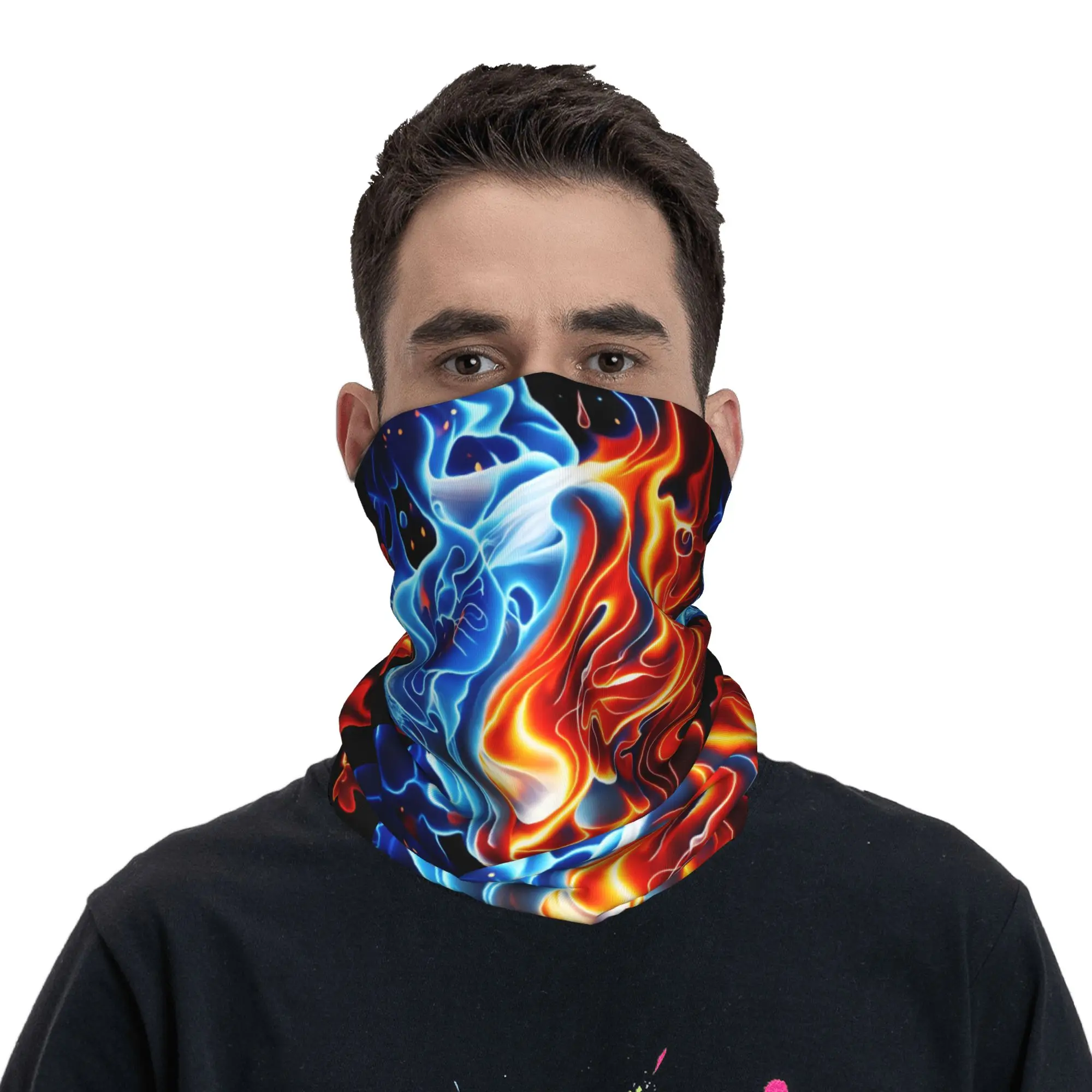 

Fire And Water Bandana Neck Cover Printed Wrap Scarf Headwear Running for Men Women Adult Breathable