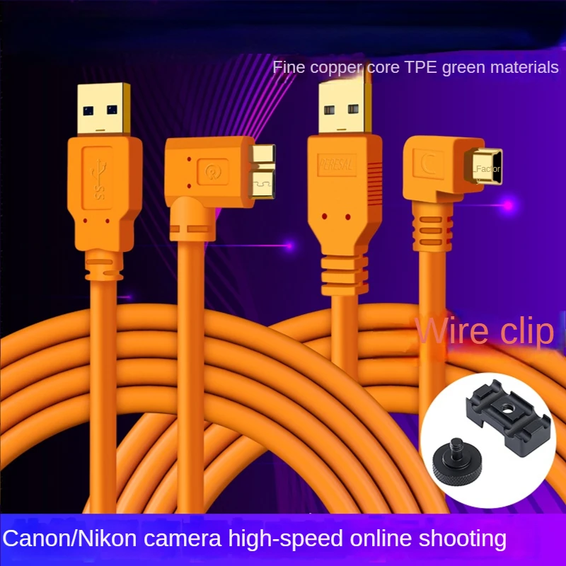 USB2.0 na Mini /USB3.0 na Micro B kabel kątowy kamery 3m/ 5m/ 8m/ 10m dla Canon 5d4 1DX2 5DS 5DSR Nikon D5 D800 D810A/E D850