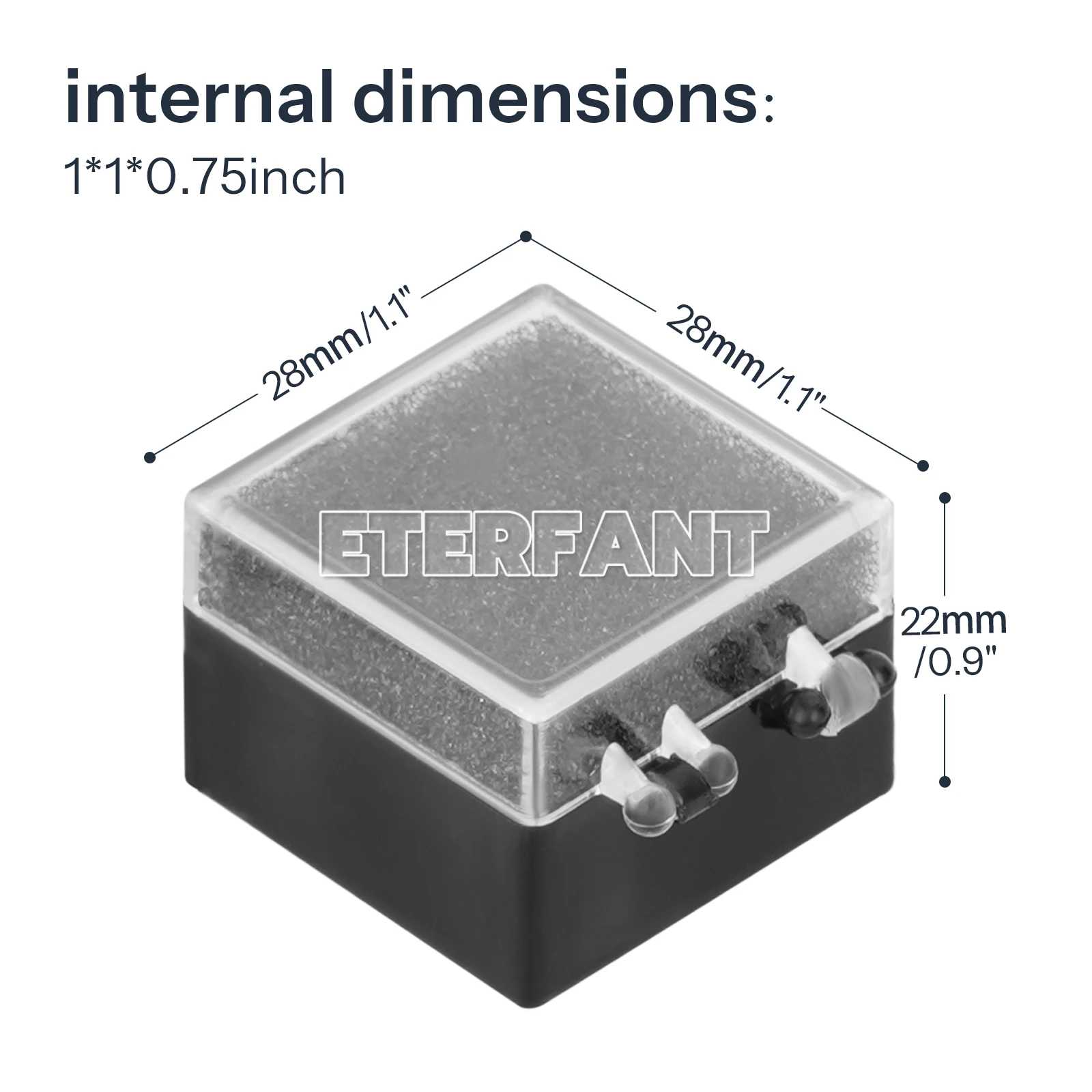 100 قطعة من صناديق التاج الأسود مقاس 1 بوصة من ETERFANT مع غطاء شفاف/إدراج إسفنجة سوداء 1 × 1 × 0.75 28 × 28 × 22 مم بوصة