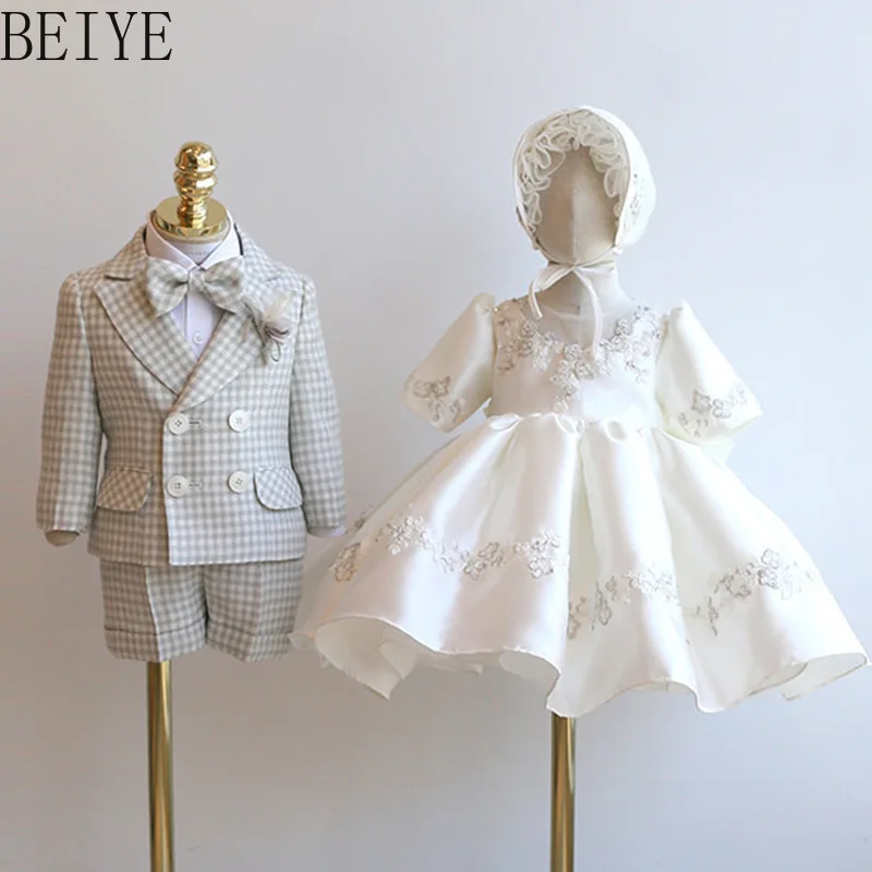 

Kids Performance Costume Girl Dress French Style Cute Flower Girl Wedding Baby First Birthday Princess Dresses Summer