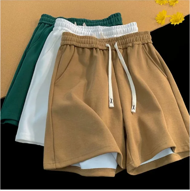 2026 shorts men's summer new style solid color American retro simple breathable loose casual sports men's shorts