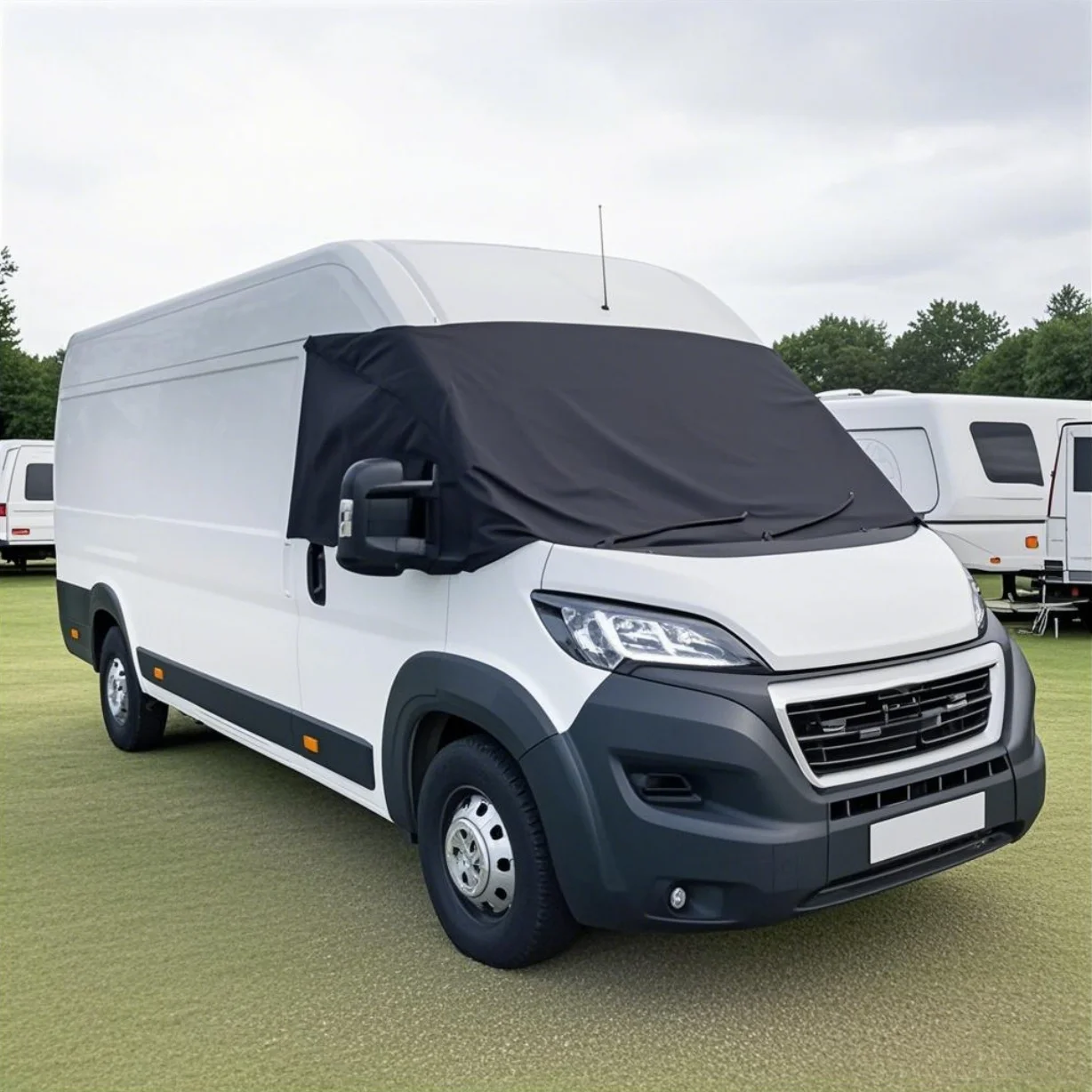 Blackout Windshield Cover For FIAT Ducato For PEUGEOT Boxer Citroen Relay - Durable 600D Oxford Nylon, Frost & Sun Shield