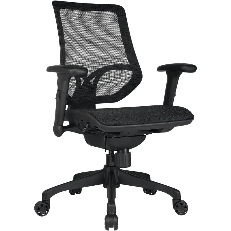 1000 Series Ergonomic Mesh/Mesh Mid-Back Task Chair, Black/Black, BIFMA Compliant