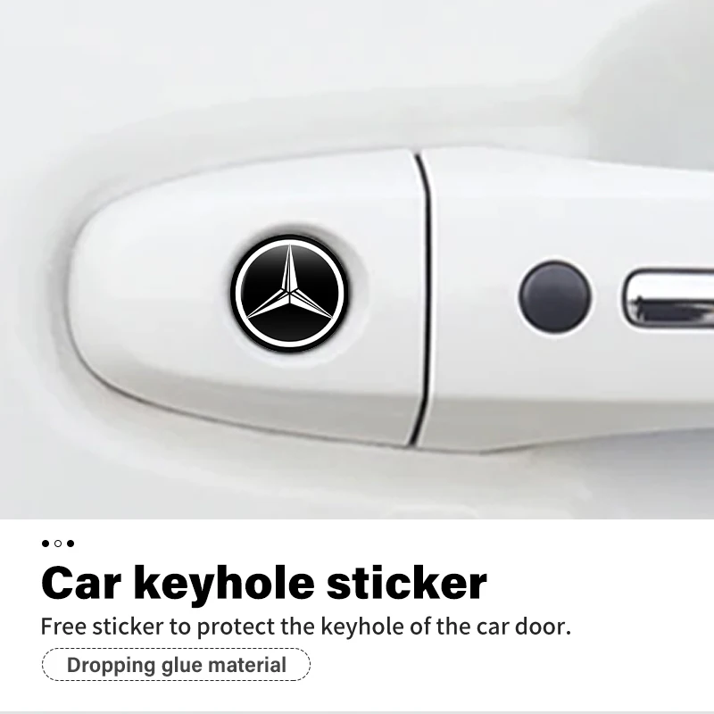 8pcs Car Door Keyhole Cover Sticker Universal Lock Core Decal For Benz C180 C300 W124 W176 W177 C200 C260 GLC CLE CLA AMG