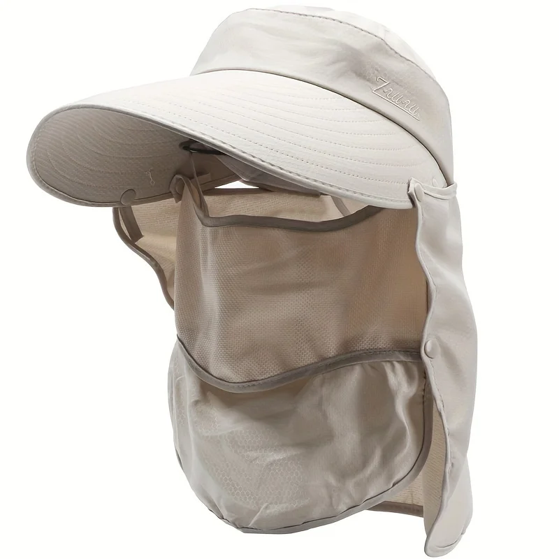 Outdoor-Sonnenhut für Damen, Sommerhut mit abnehmbarem Schal, Fischerhut, atmungsaktiv, für Angeln, Camping, Wandern – Detail 4
