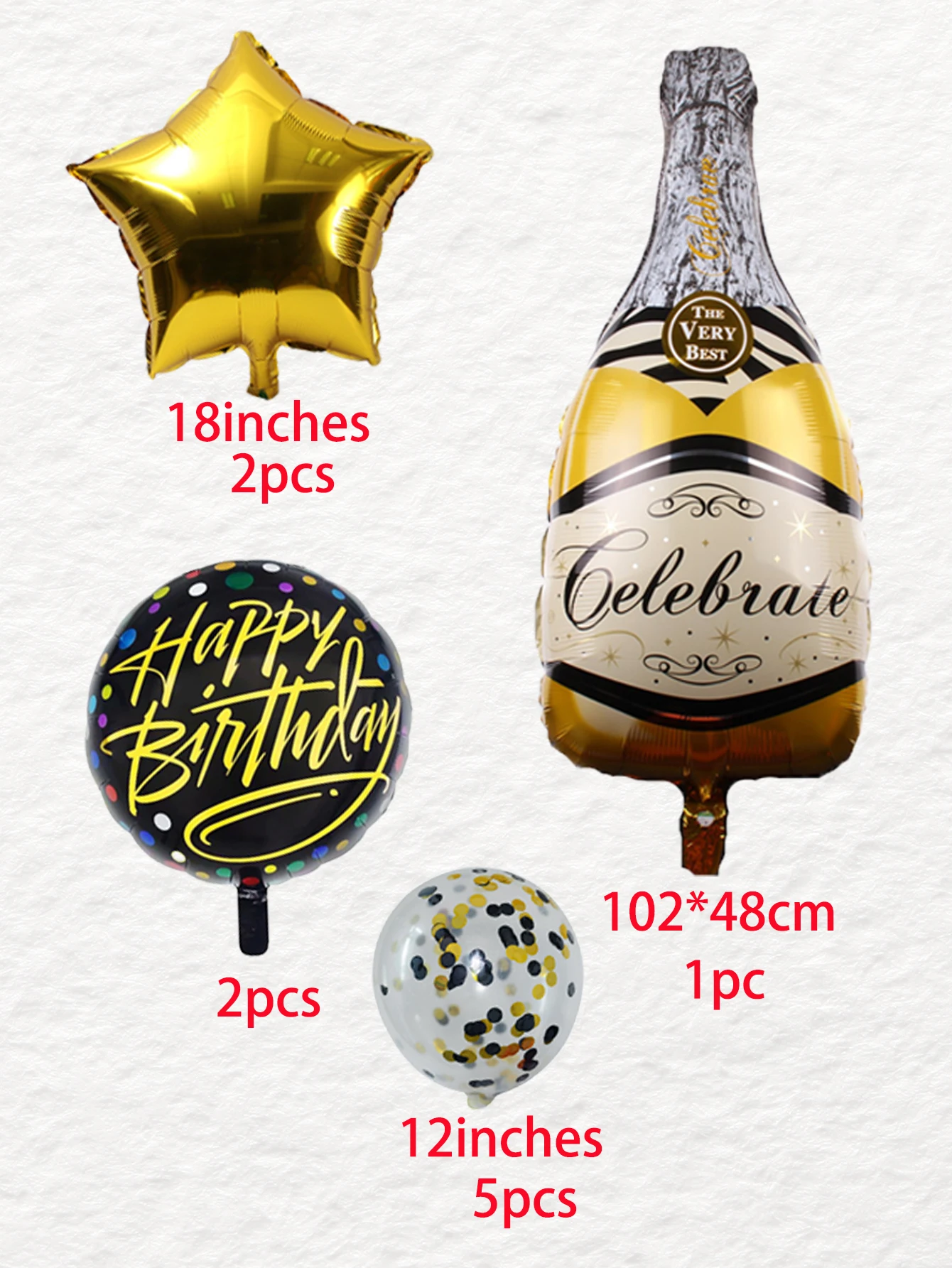 10 Stück goldene Champagnerflaschen-Folienballons mit Konfetti, Latexballon, Weinflasche, Globos, Geburtstagsparty-Dekorationen – Detail 8