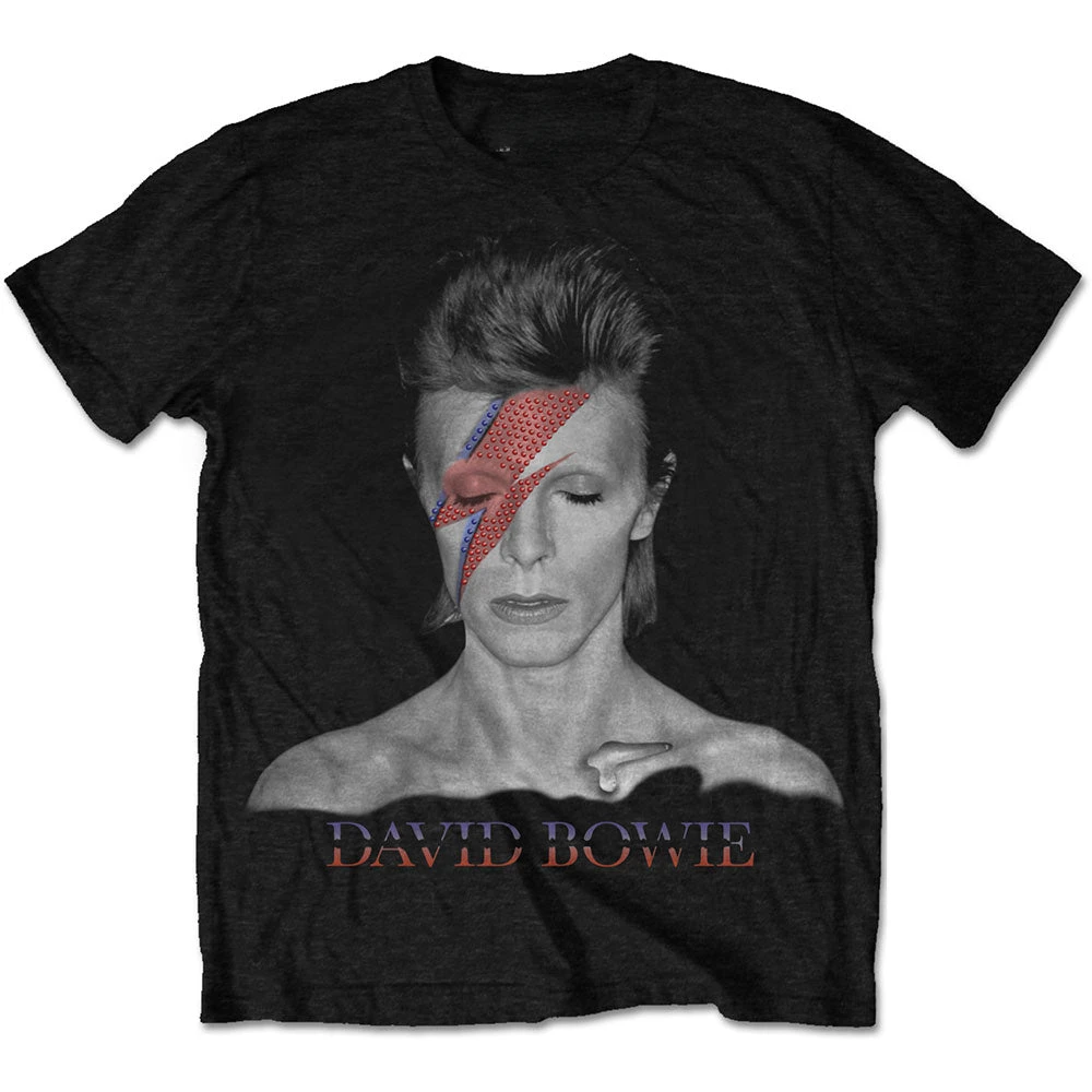 Black Aladdin Sane David Bowie T-Shirt Cotton Graphic Tee Men Women Summer Streetwear