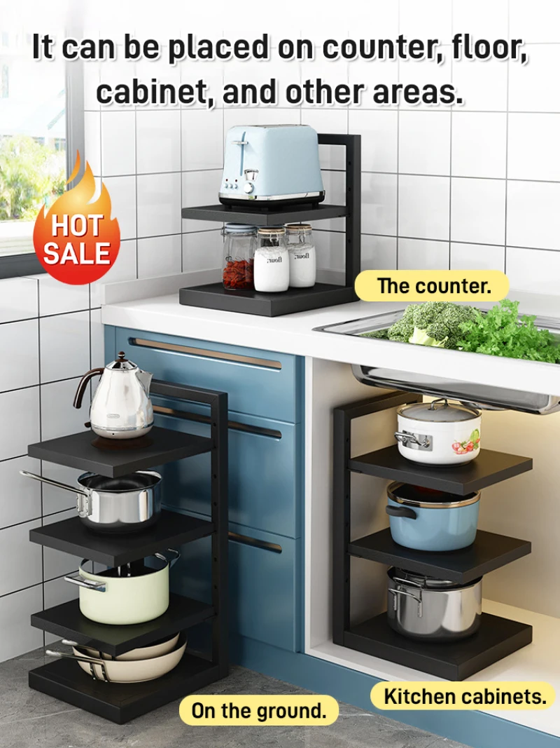 Pot rack pots and pans storage kitchen shelves under the sink multi-layer household cabinets within the layered shelf floor rack