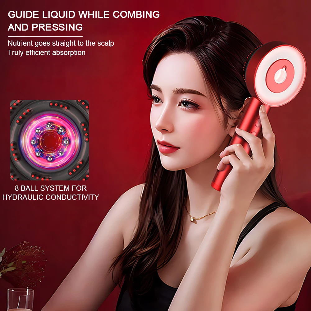 Electric Massage Comb Vibration Red Light Therapy Hair Growth Massage Scalp Brush Anti Hair Loss Liquid Oil Applicator